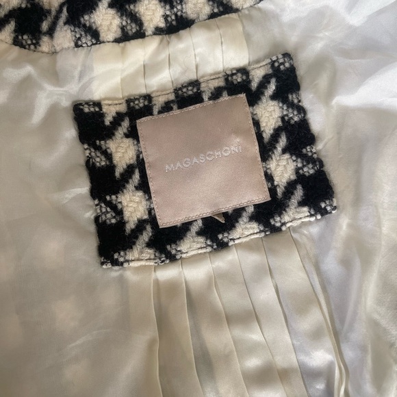 Magaschoni Wool Y2k Houndstooth Black & White Blazer Jacket Buttons Lined Small - Picture 9 of 10